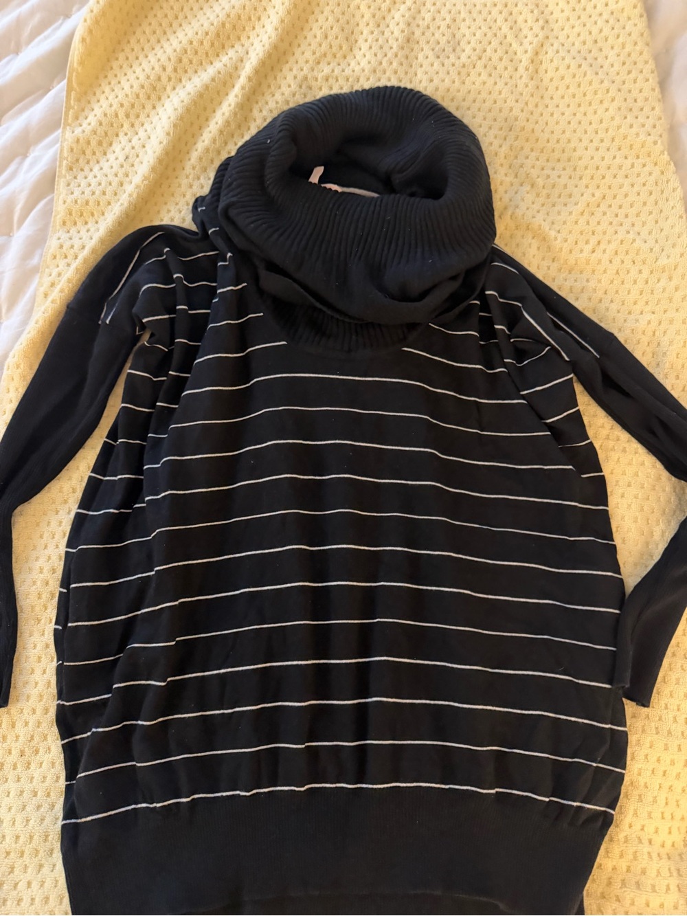 Victoria's Secret Black and White Striped Cowl Neck Sweater